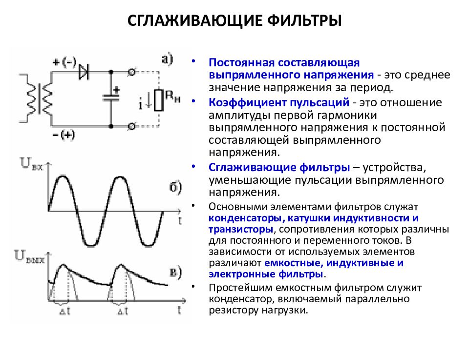 Исследование схем выпрямления и сглаживающих фильтров