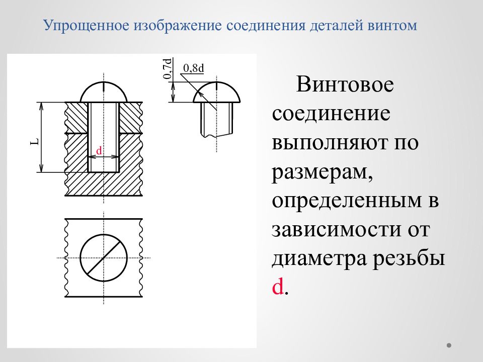 Условное изображение болтового соединения дано на чертеже