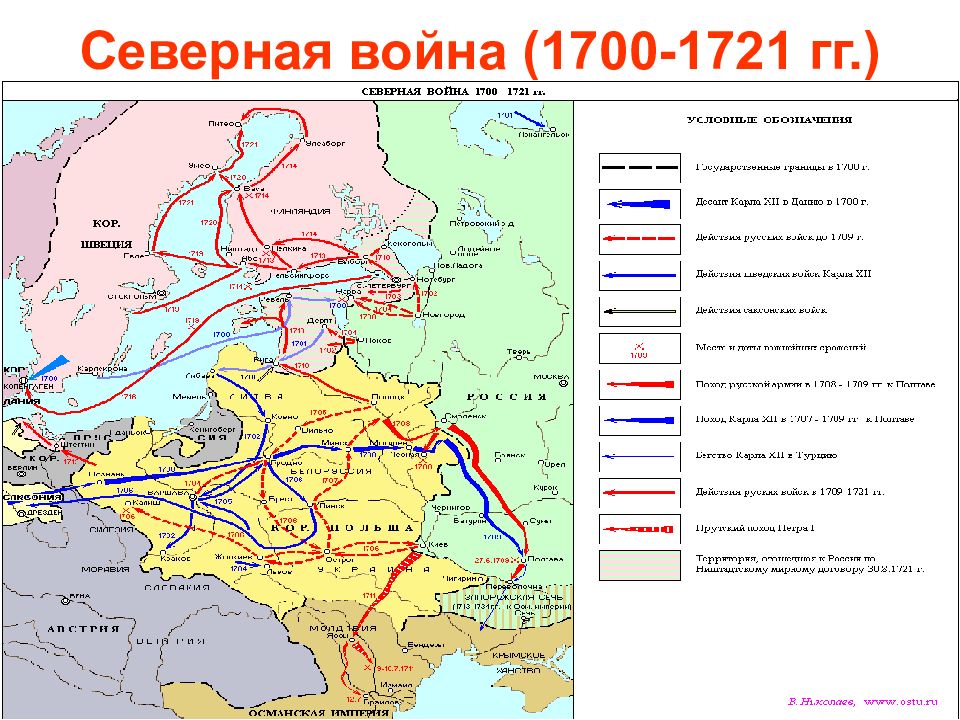 Внешняя политика петра 1 северная война 1700 1721 контурная карта