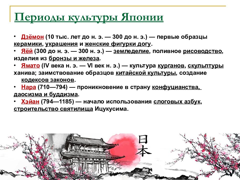 Конспект япония 7 класс. Периодизация древней Японии. Периодизация культуры Японии. Этапы формирования Японии. Искусство Японии периодизация.