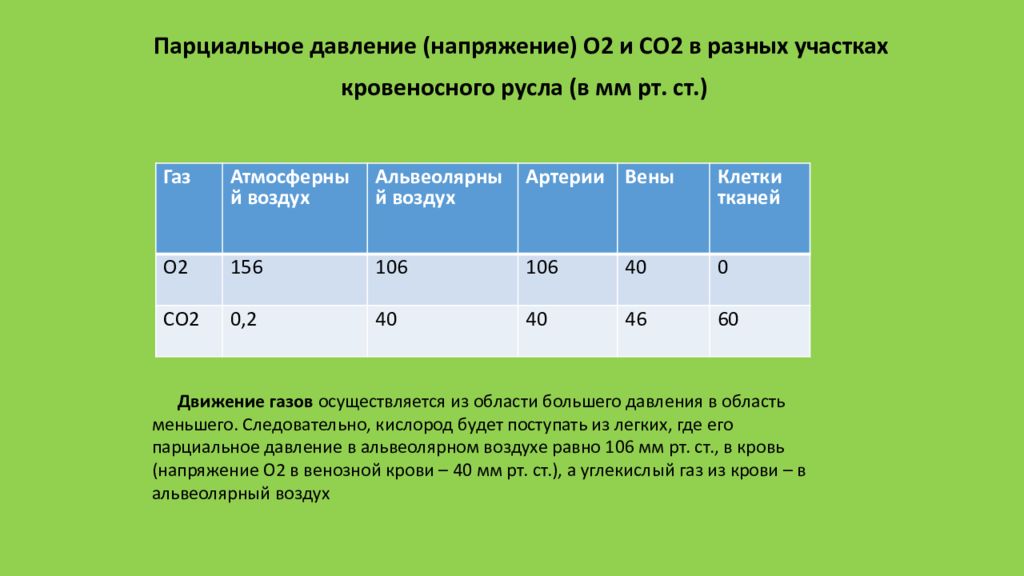 Концентрация углекислого газа в легких