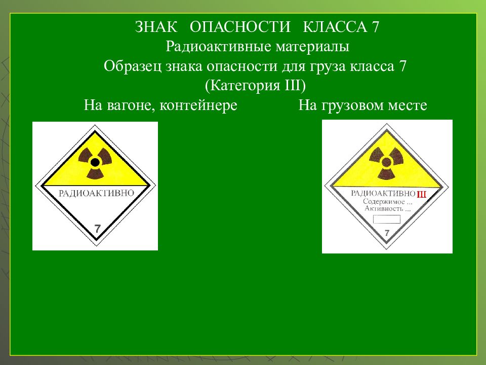 Класс опасности. Радиоактивные материалы 7 класс опасности обозначения. Знак радиоактивные материалы. Знаки опасности класс опасности. Класс 7 радиоактивные материалы.