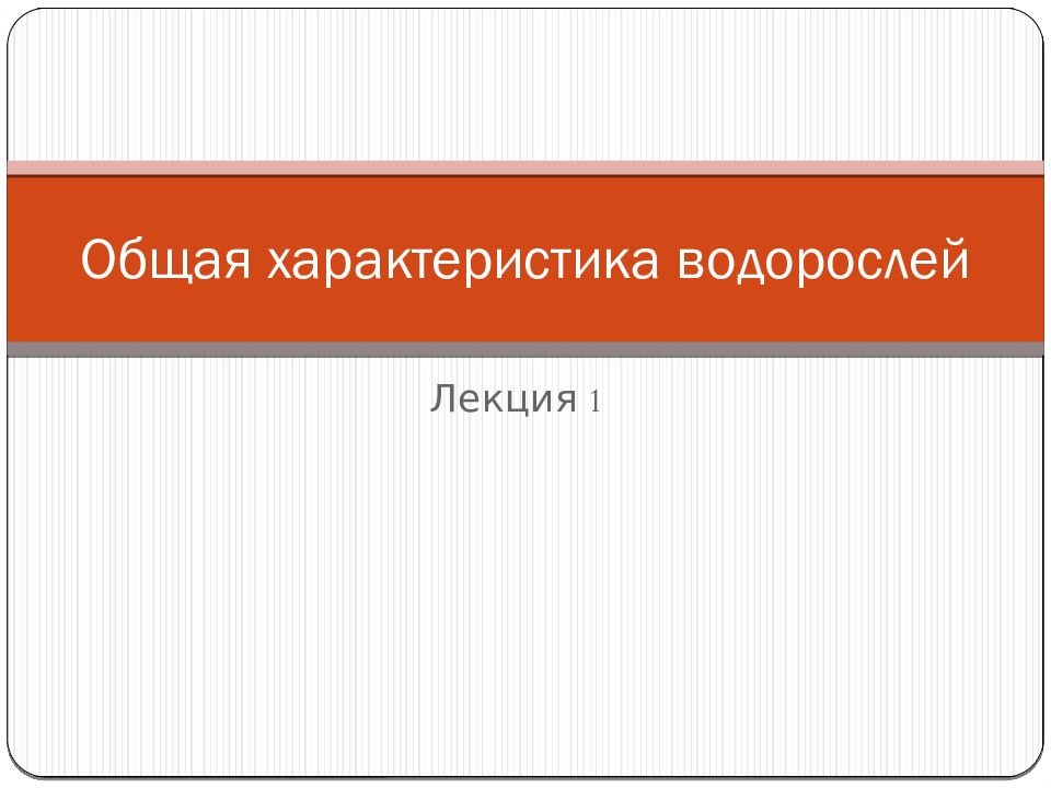Общая характеристика водорослей