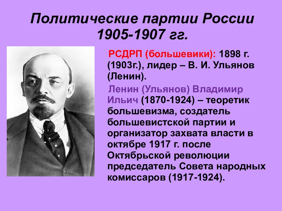 Революционные политические партии россии