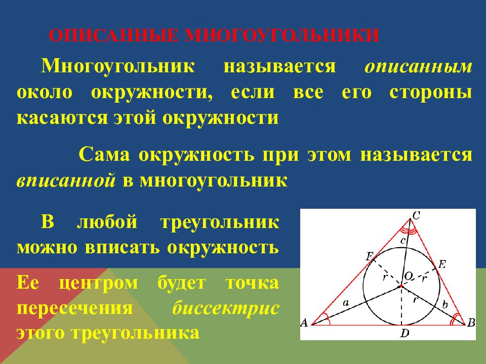 Презентация по теме описанная окружность 8 класс атанасян