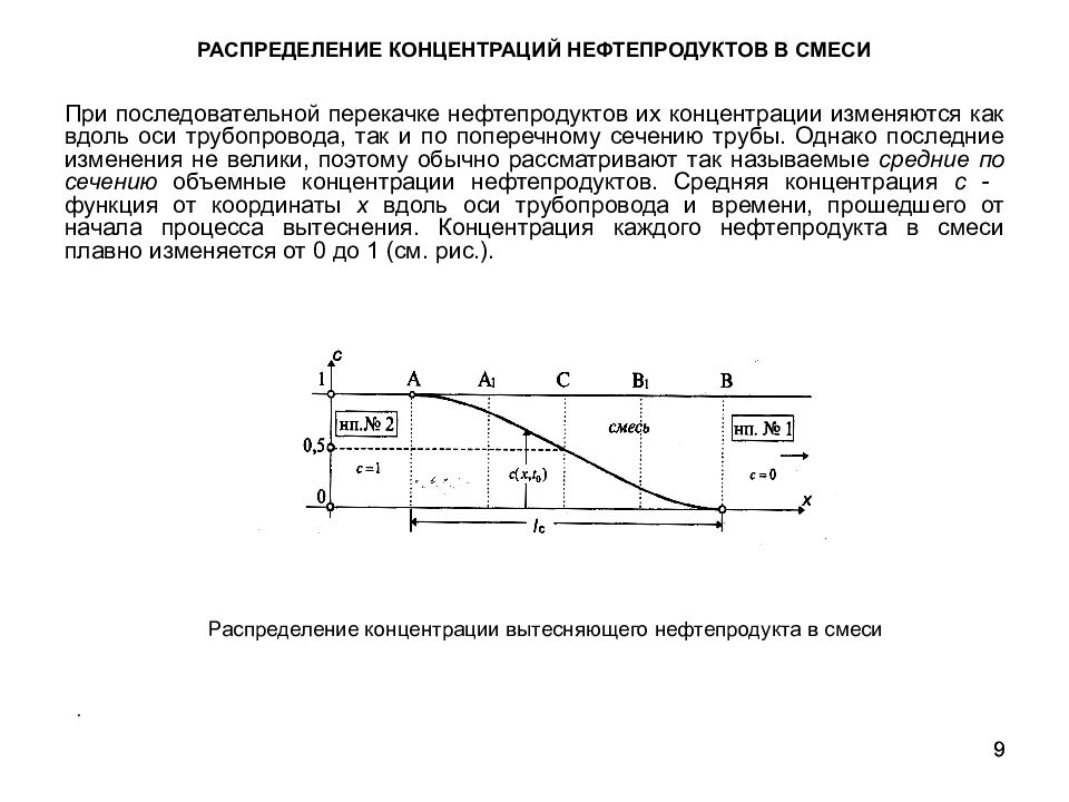 Распределения содержания. Распределение концентрации при последовательной перекачке. Объем смеси нефтепродуктов при последовательной перекачке. Технология последовательной перекачки. Концентрация нефтепродуктов в смеси.