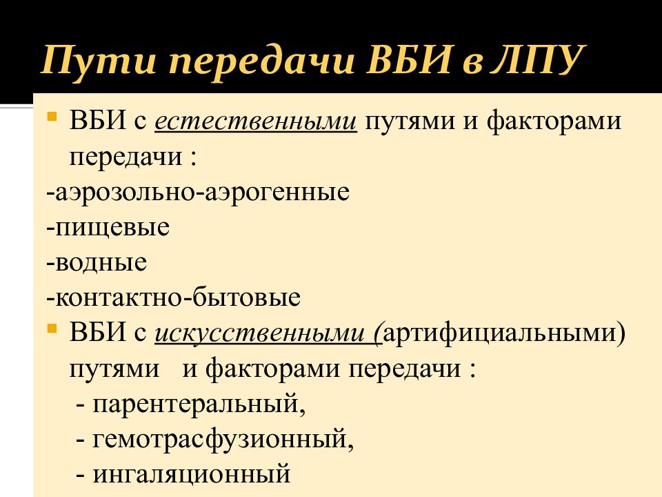 Способы передачи инфекции в лпу схема