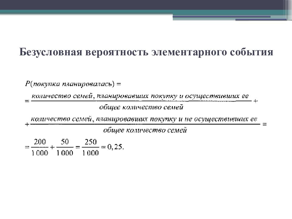 Условная оценка. Безусловная вероятность. Вероятность элементарных событий. Пример безусловной вероятности. Безусловная вероятность формула.