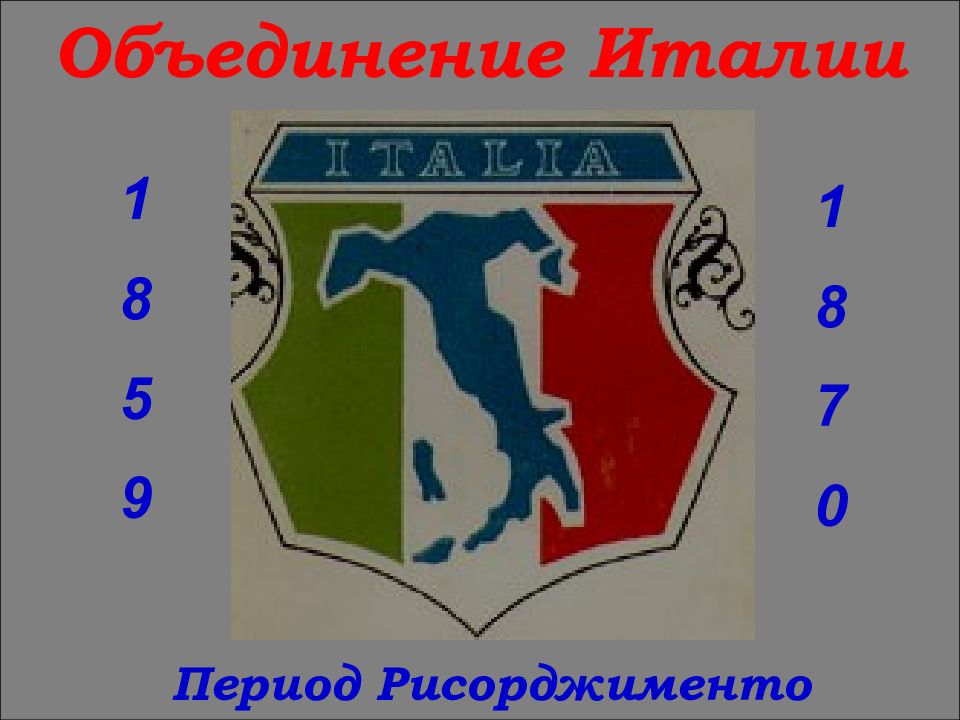 Объединение Италии Период Рисорджименто 1 8 5 9 1 8 7 0