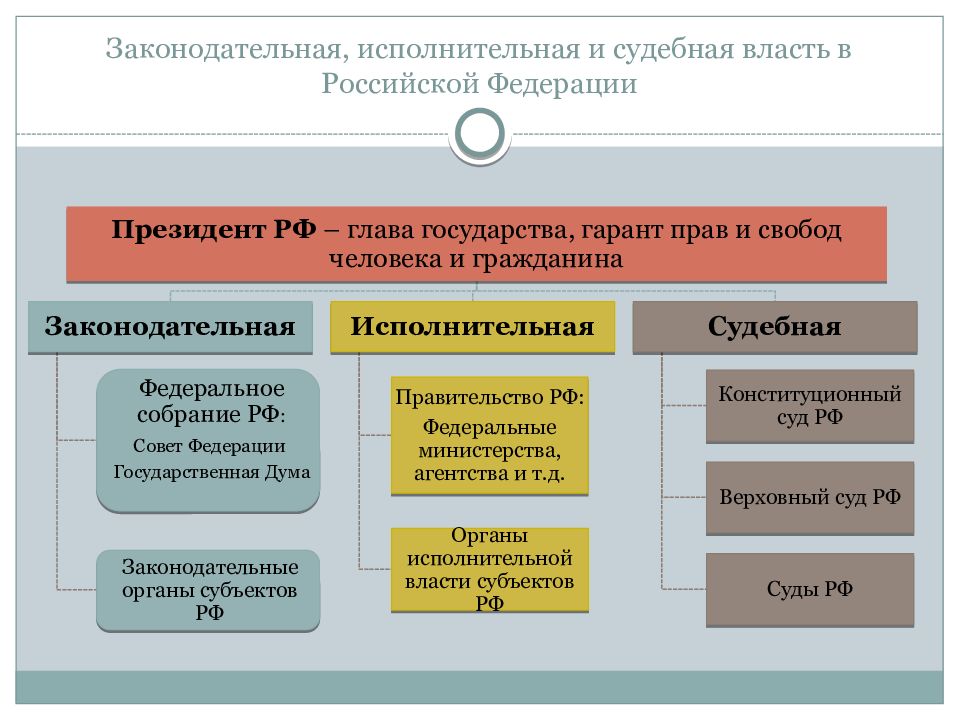 Виды власти в рф схема