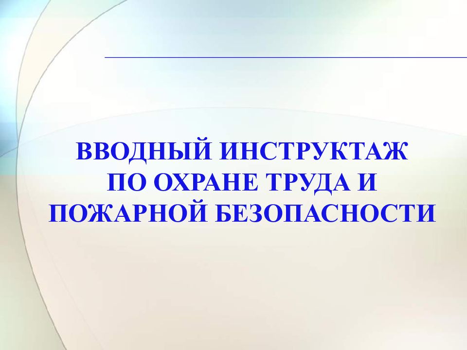 ВВОДНЫЙ ИНСТРУКТАЖ ПО ОХРАНЕ ТРУДА И ПОЖАРНОЙ БЕЗОПАСНОСТИ
