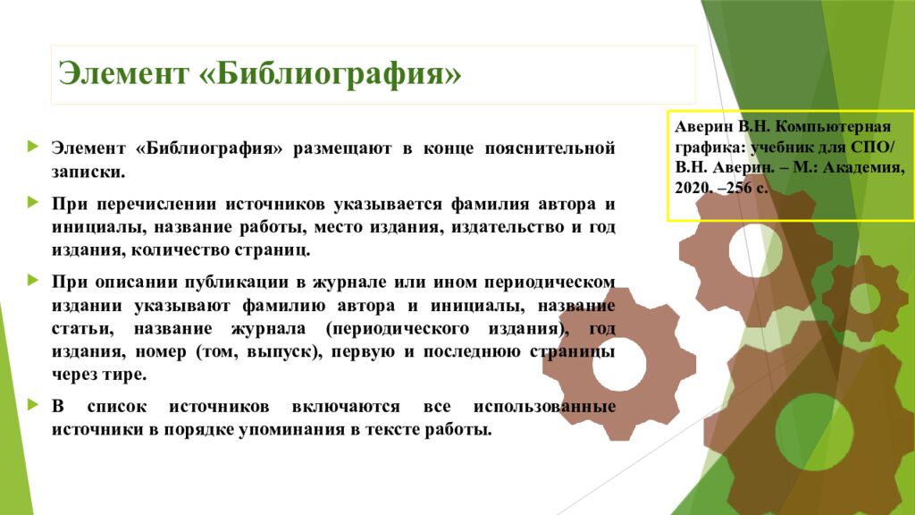 Элемент «Библиография»