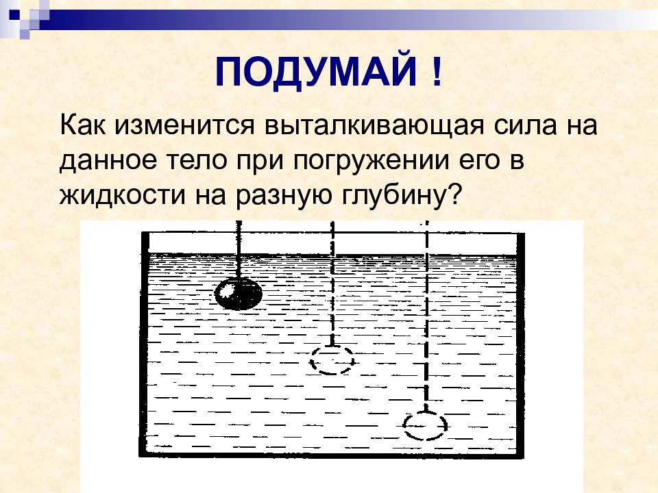 Выталкивающая сила закон архимеда 7 класс презентация