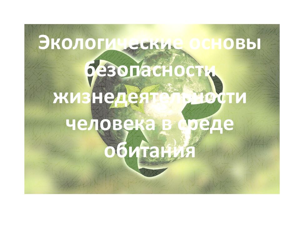 Экологические основы безопасности жизнедеятельности человека в среде обитания презентация