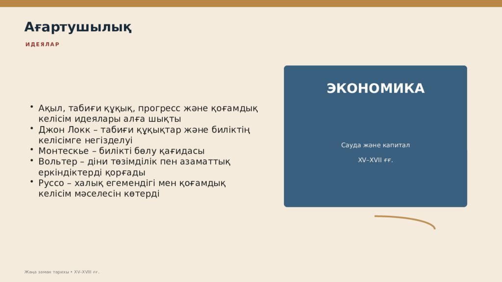 Жаңа заман тарихы XV–XVIII ғасырлардағы дүниежүзі тарихы Дүниежүзі тарихы • оқу