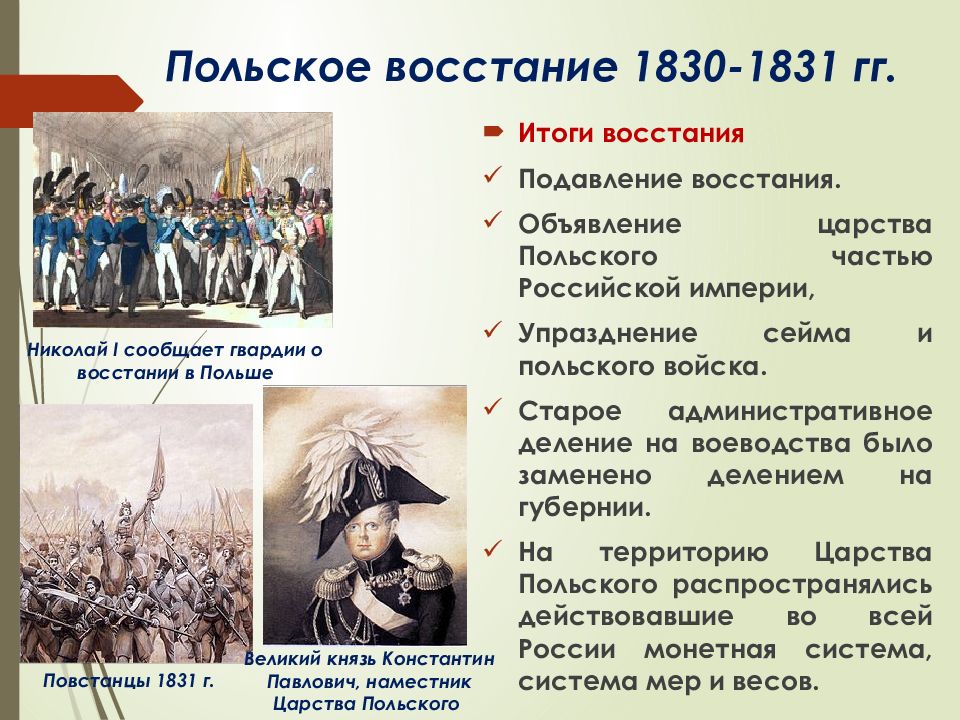 Расскажите о польском восстании 1830 1831 причины участники планы восставших ключевые события исход