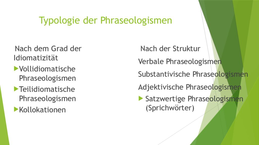 Typologie der Phraseologismen