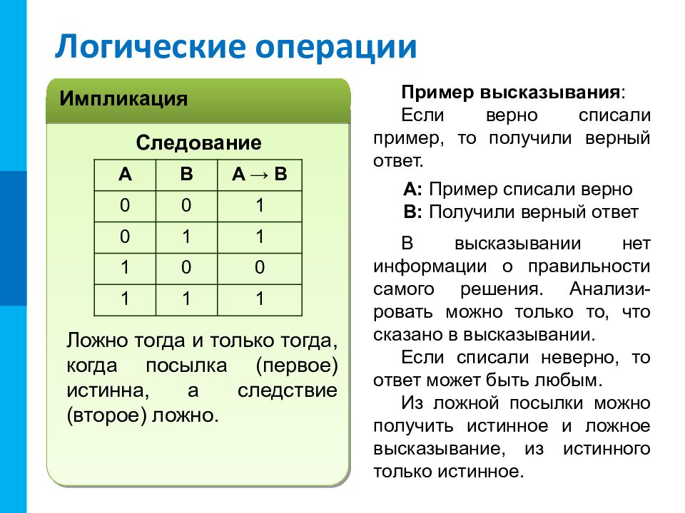 Логика 7. Импликация операции алгебры логики. Логические операции примеры. Логические операции булевой алгебры. Логическая операция если.