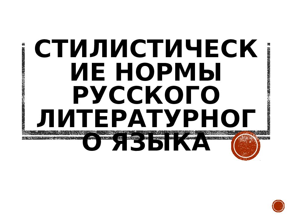 Стилистические нормы русского литературного языка