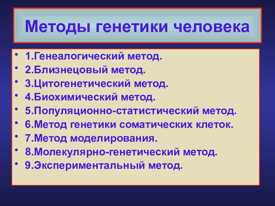 Методы генетических исследований человека проект