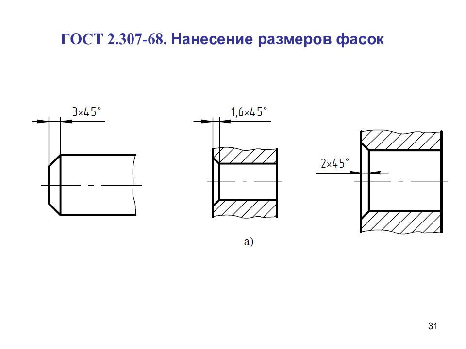 Простановка фасок на чертеже