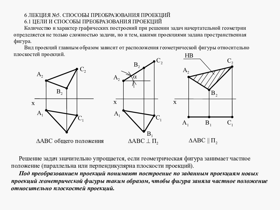 Преобразование чертежа начертательная геометрия