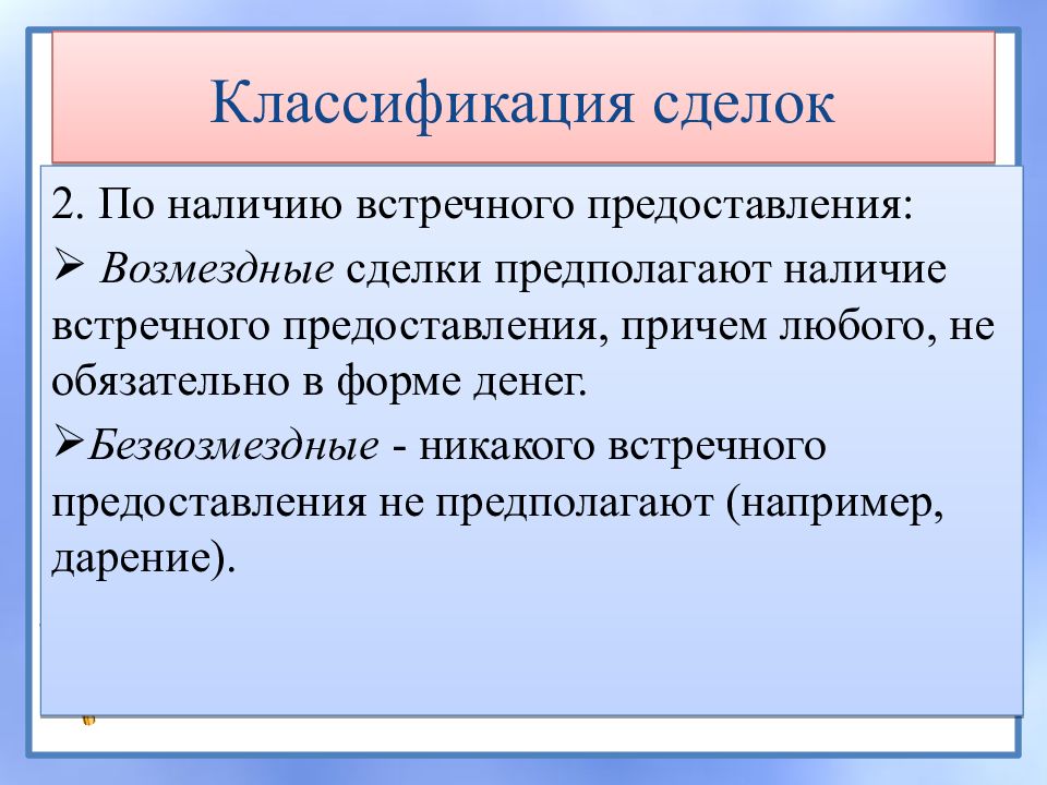 Виды сделок схема гражданское право