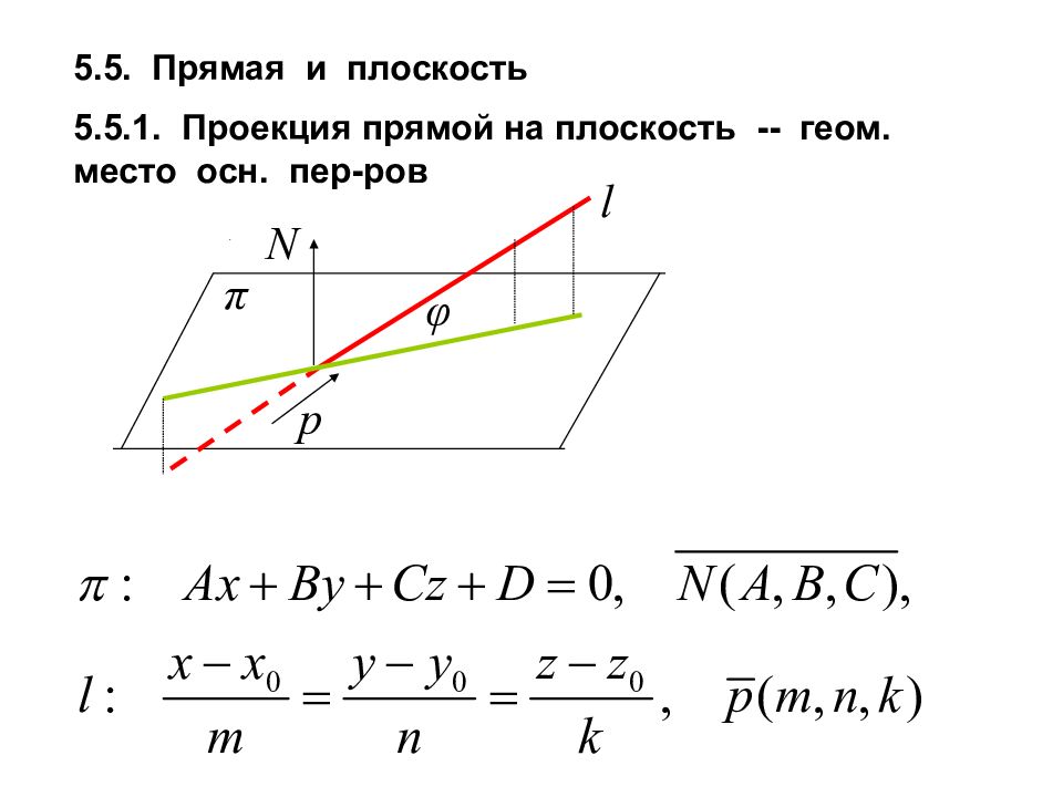 Проекция прямой. Проекция прямой на плоскость формула. Нахождение проекции прямой на плоскость формула. Признак проекции прямой на плоскость. Проекция прямой на плоскость линейная Алгебра.