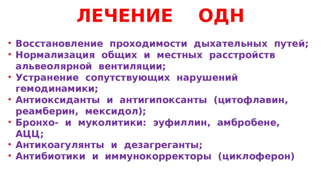 Дыхательная недостаточность лечение презентация