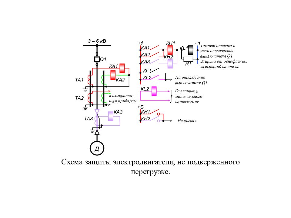 Защиты электродвигателя схема