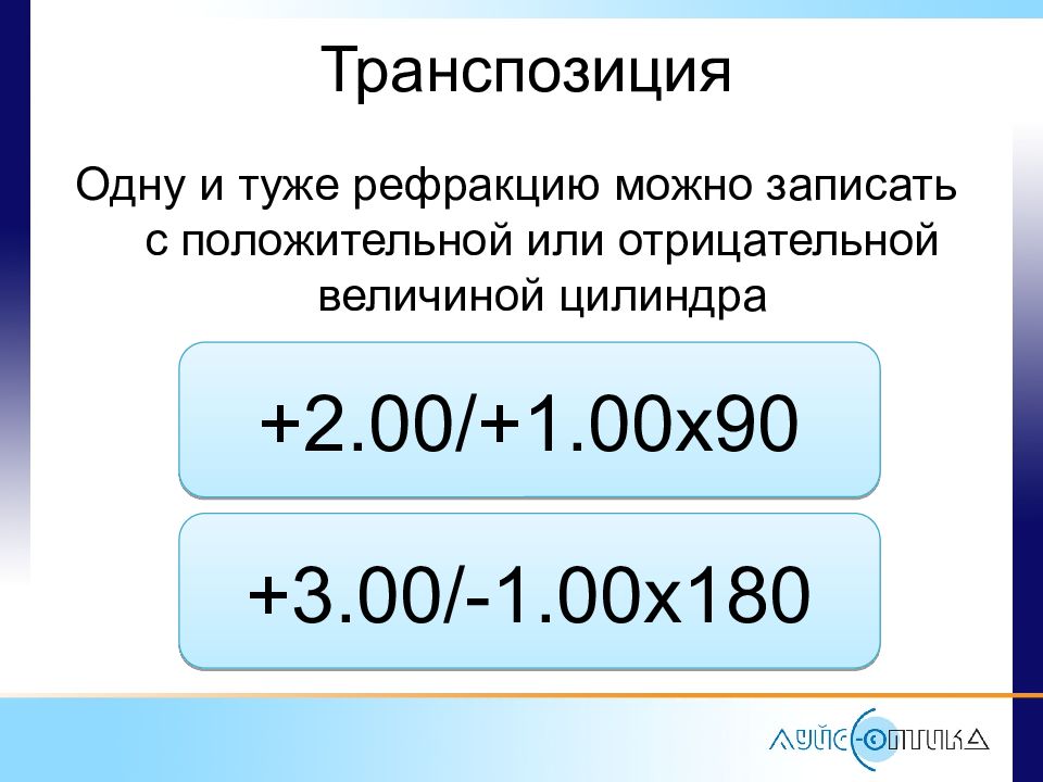 Транспозиция астигматических линз калькулятор