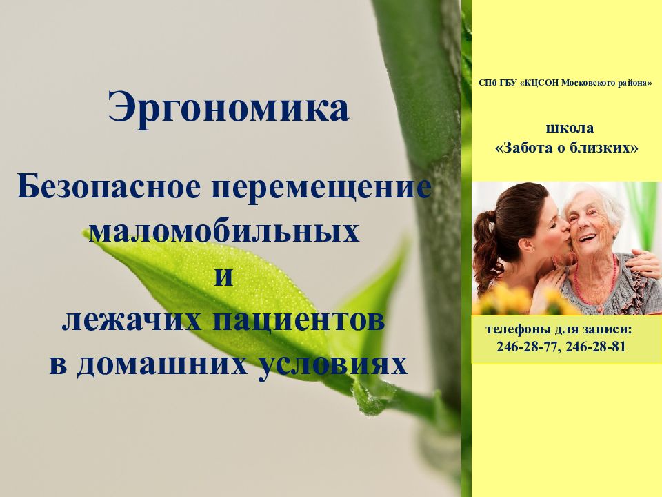 Эргономика Безопасное перемещение маломобильных и лежачих пациентов в домашних