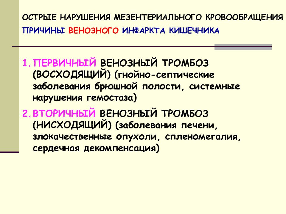 Острые нарушения мезентериального кровообращения презентация