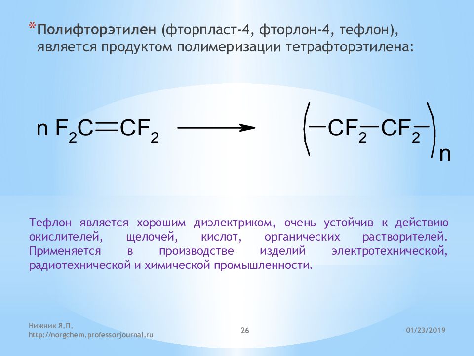 Тефлон презентация по химии