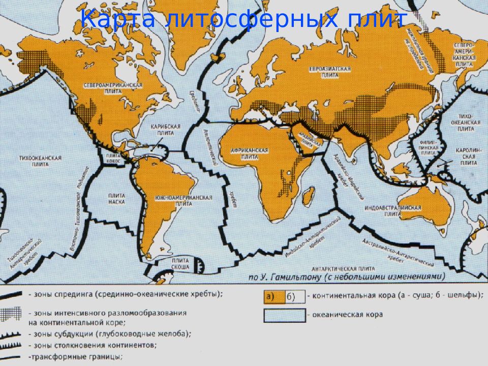 Карта литосферных плит евразии