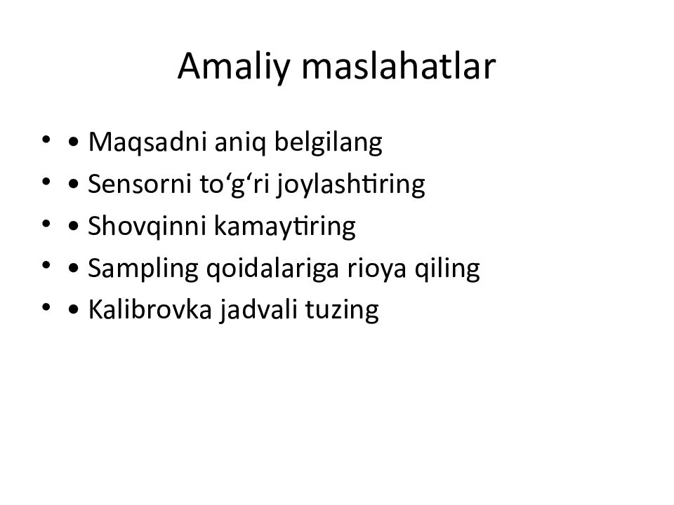 Amaliy maslahatlar