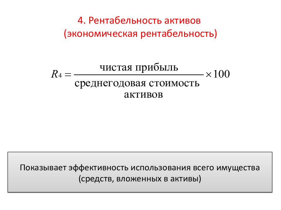 Рентабельность активов по проекту определяется отношением