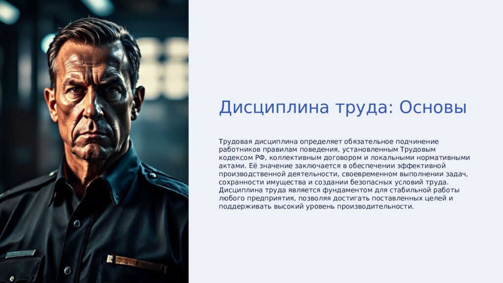 Дисциплина труда: Основы Трудовая дисциплина определяет обязательное подчинение