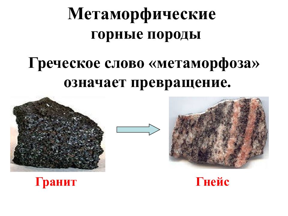 Виды метаморфических горных пород