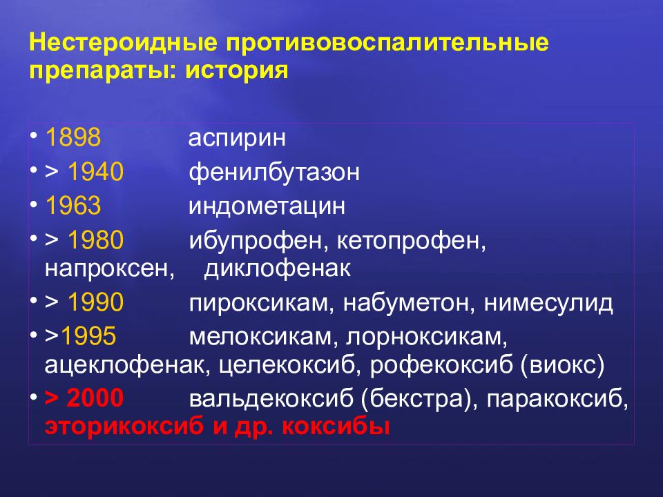 Нестероидные противовоспалительные препараты презентация