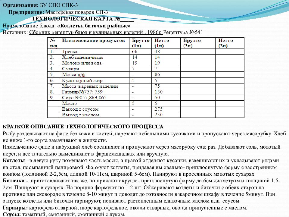 Шанежка наливная технологическая карта для доу