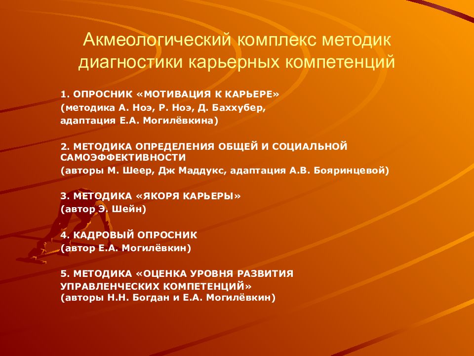 Комплекс методик. Методики диагностики карьерных компетенций. Опросник мотивации к карьере. Диагностика карьерной компетенции. Методы оценки карьерной компетентности.