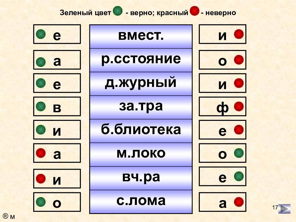 Выберите верный цвет. Выделите зелёным цветом не верные действия по команде оьжнлегте.