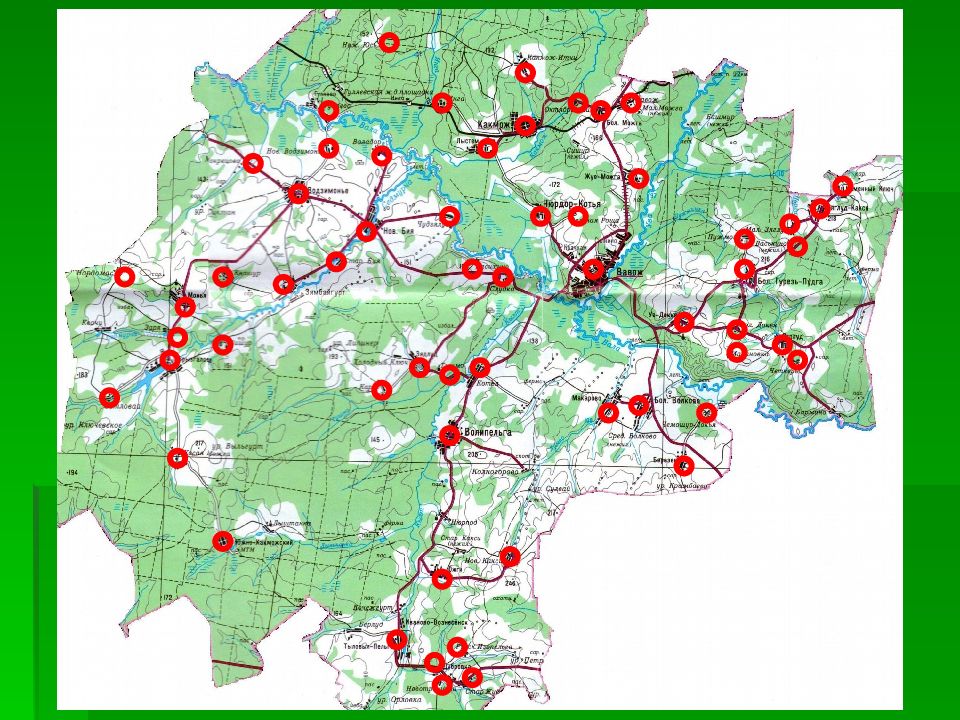 Карта вавожского района с деревнями