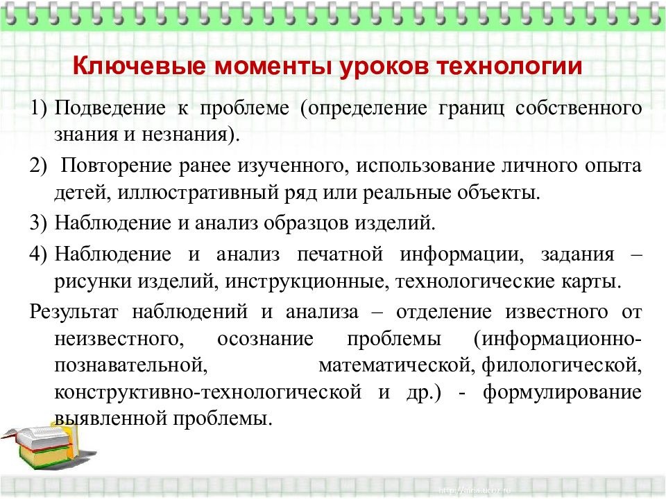 Технология урока. Положительные моменты урока. Урок технологии.