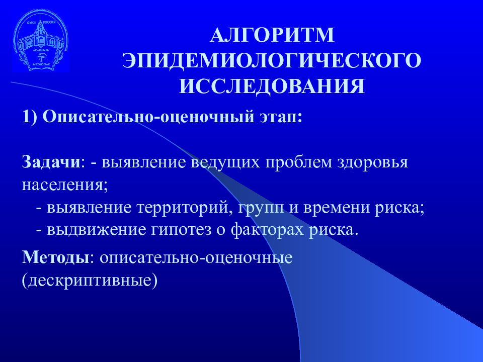 Исследование задачи обнаружения. Типы исследований в медицине. Описательно-оценочные эпидемиологические исследования. Типы описательно оценочных исследований. Описательно оценочный метод в эпидемиологии.