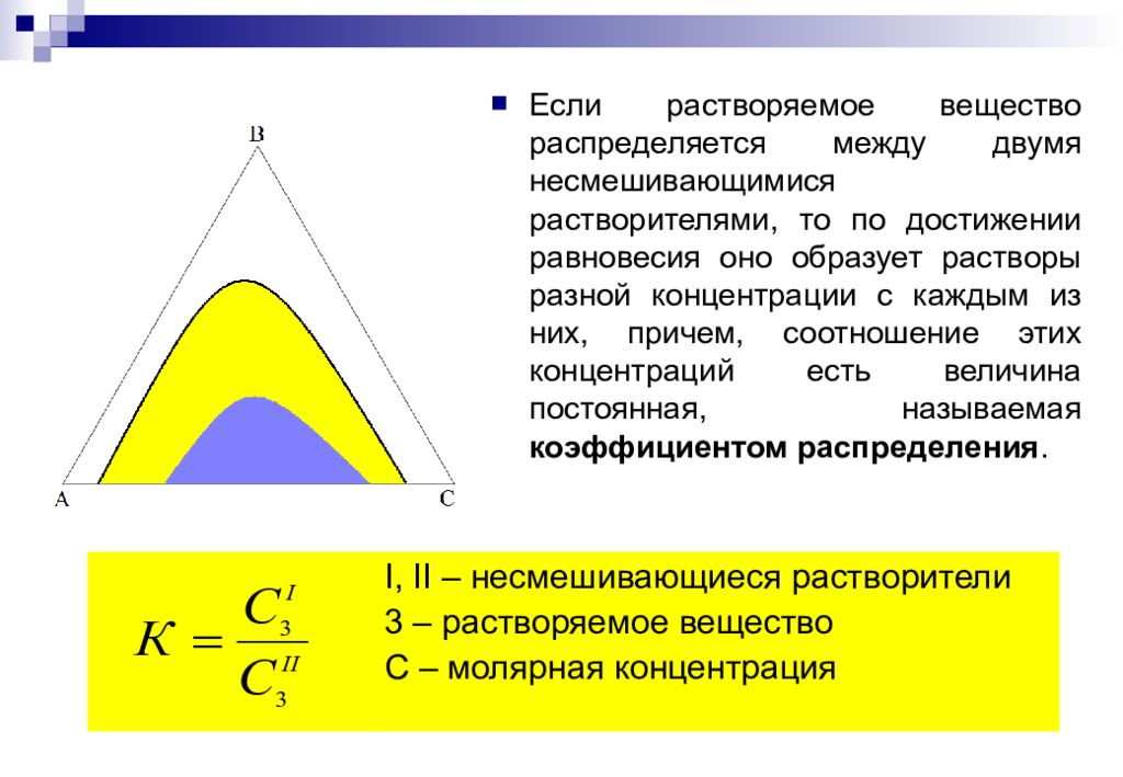 Распределение между. Распределение вещества между двумя растворителями. Распределение вещества между двумя несмешивающимися жидкостями. Метод распределения между двумя несмешивающимися жидкостями. Закон распределения химия.