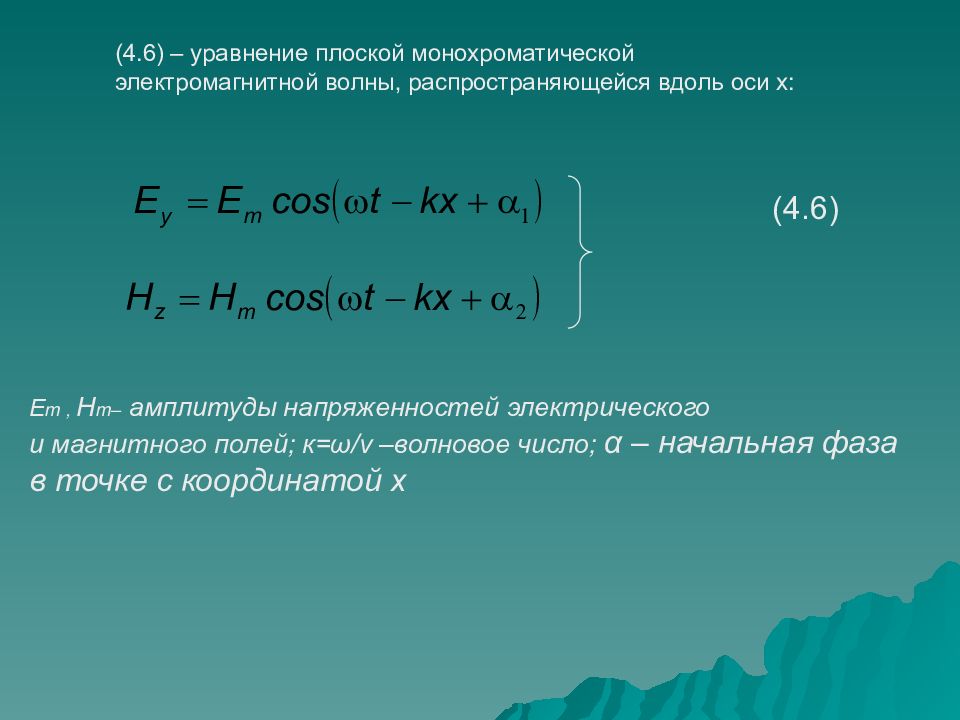 Вдоль волны. Уравнение плоской электромагнитной волны. Уравнение плоской монохроматической электромагнитной волны. Уравнение плоской монохроматической волны. Волновое уравнение плоской монохроматической волны.