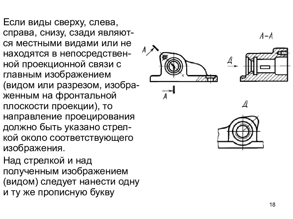 С какой стороны сверху или снизу. Местный разрез на чертеже ЕСКД. ЕСКД местный вид. Местный вид по ЕСКД.