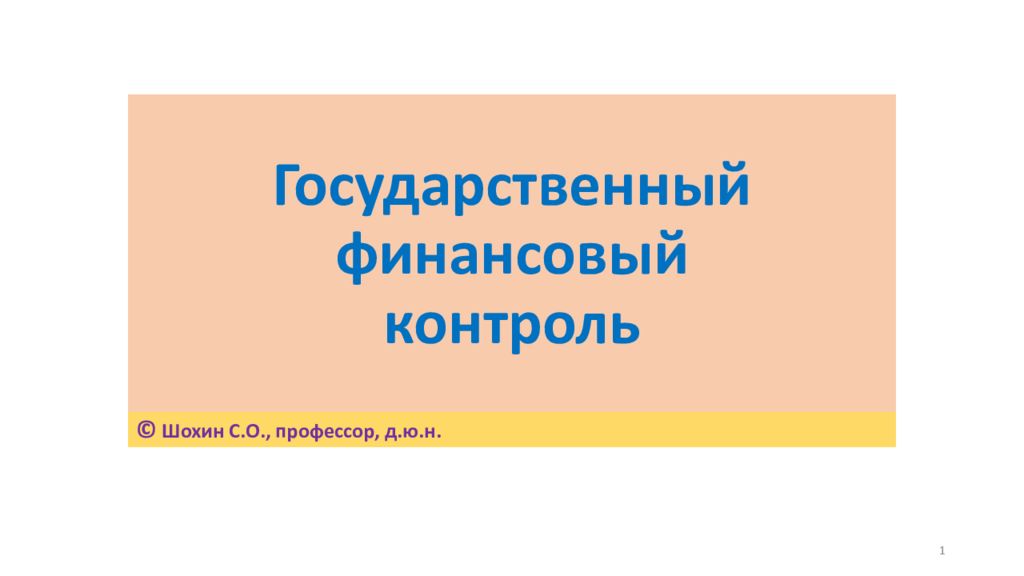 Государственный финансовый контроль